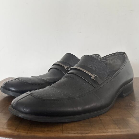 Black Leather Dress Loafers Calvin Klein Slip On Comfort Shoes Size 10 main image 11